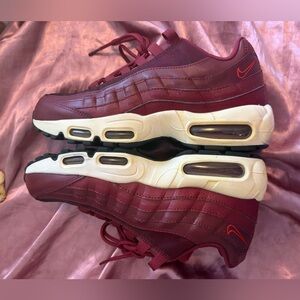 Nike Leather Top University Red and Cream Air Max 95s Sneakers